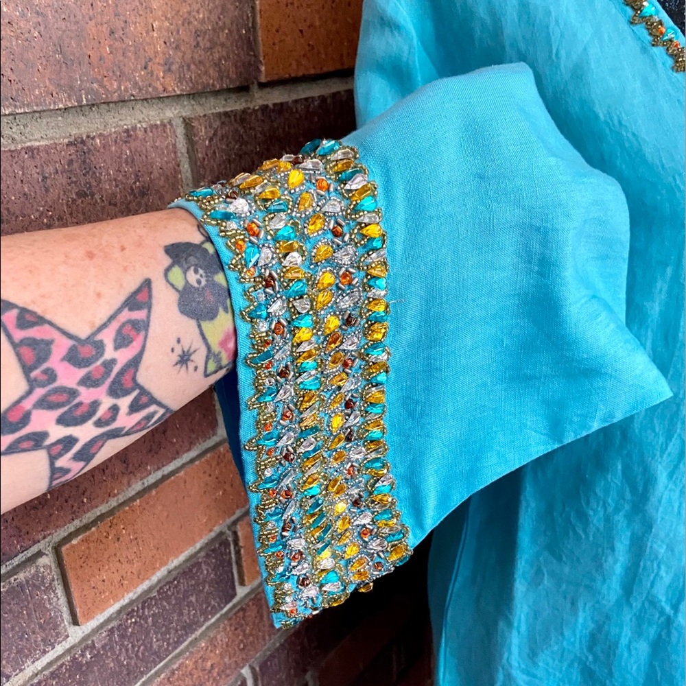 Inca Turquoise Embellished Tunic - Picture 10 of 13